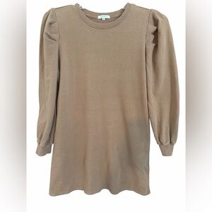 Z Supply puff sleeve sweatshirt dress long sleeve brown taupe size medium
